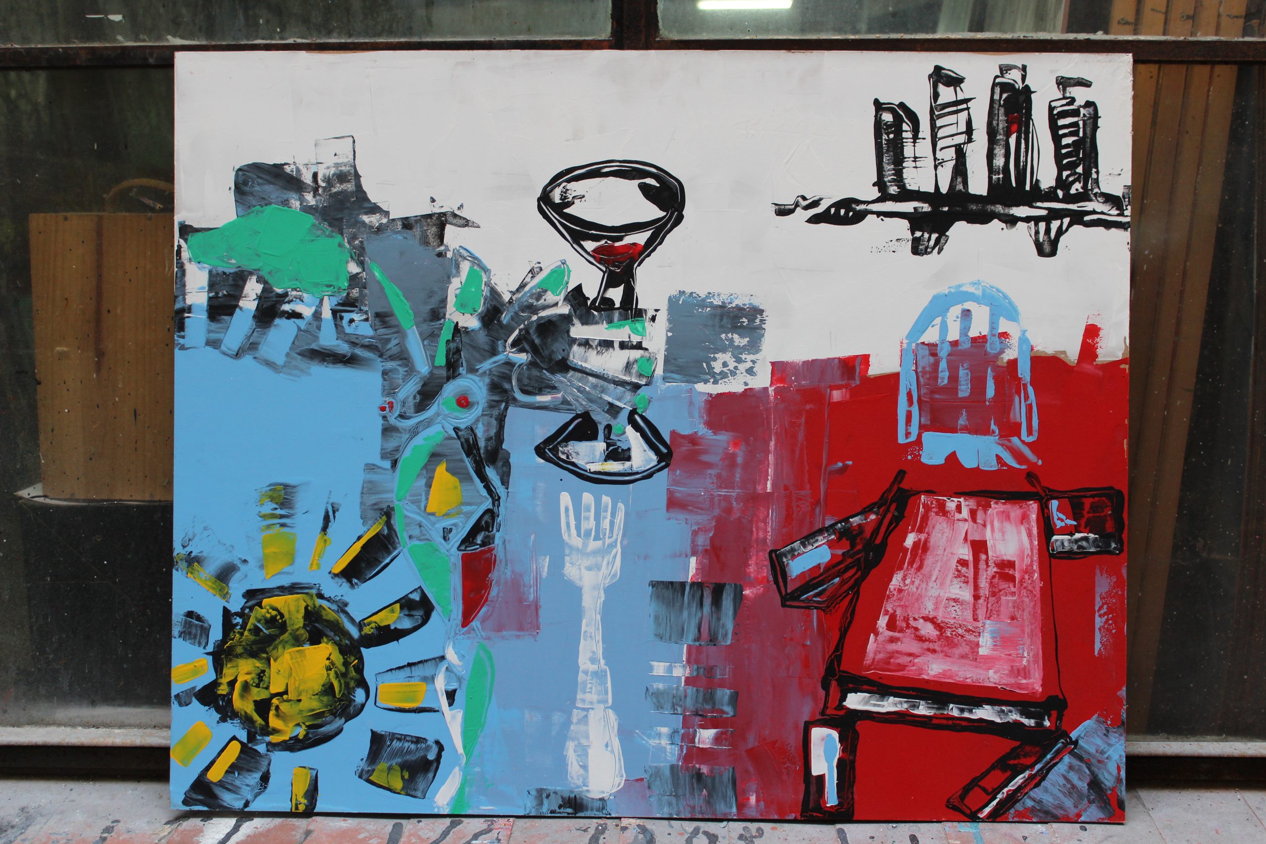 Cena en Dubái, pintura contemporánea de Gus Gracey